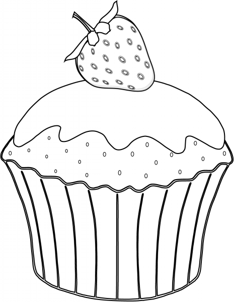 Muffin with Strawberry coloring page image