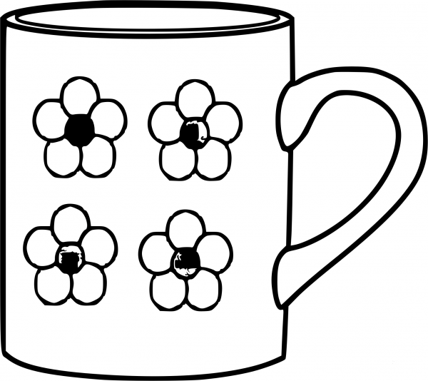Mug with Flowers coloring page image