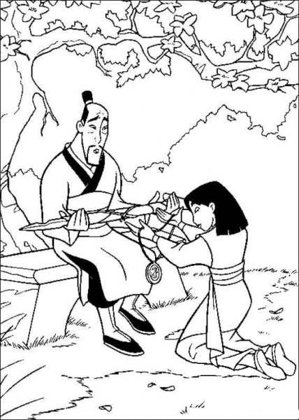 Mulan And Fa Zhou  coloring page image