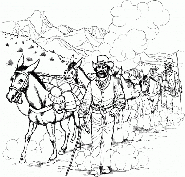 Mule Caravan coloring page image