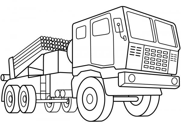 Multiple Rocket Launcher Vehicle coloring page image