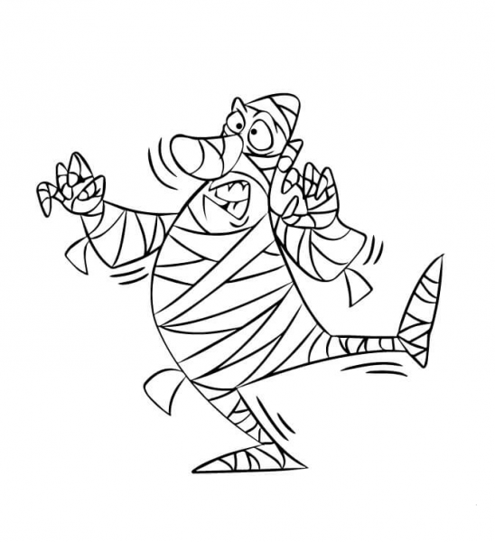 Mummy is Trying to Frighten coloring page image