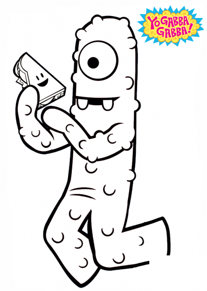 Muno Eating Sandwich coloring page image