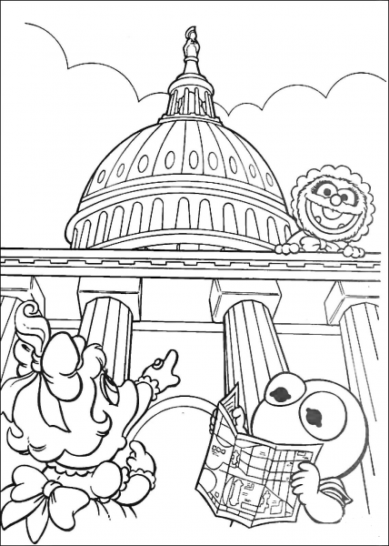 Muppet Babies in Washington D.C. coloring page image