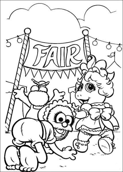 Muppet Babies on a Fair Market coloring page image