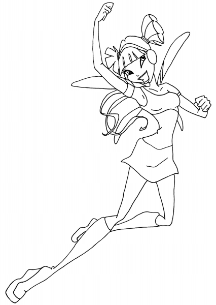 Musa in action coloring page image