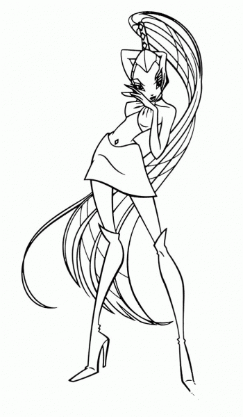 Musa with Long Hair  coloring page image