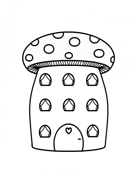Mushroom House coloring page image