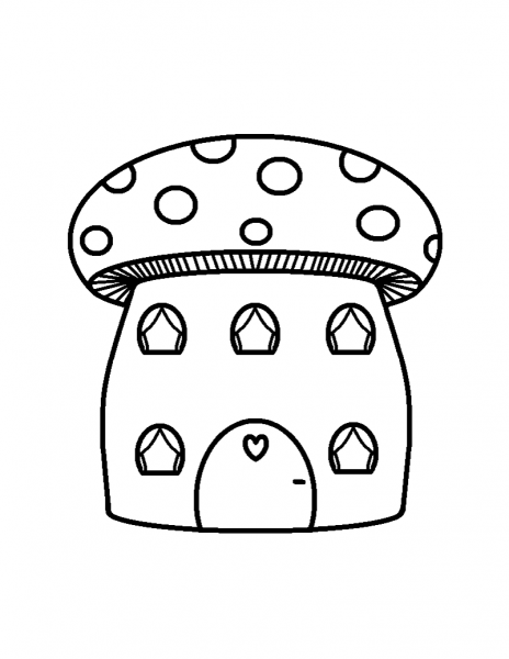 Mushroom House coloring page image