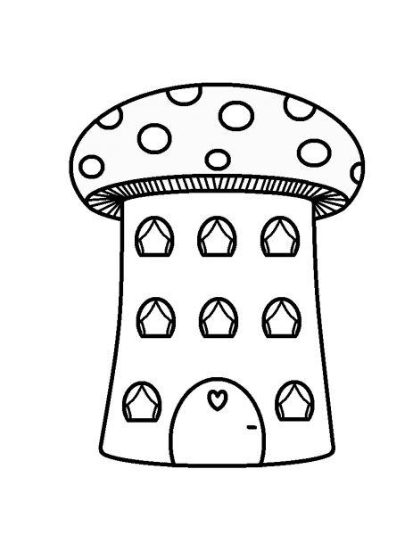 Mushroom House coloring page image