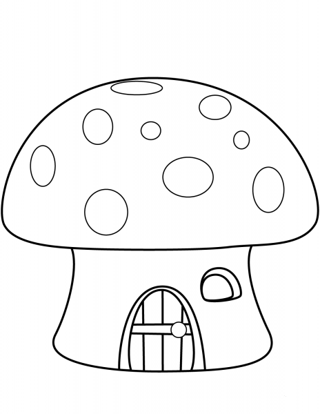 Mushroom House coloring page image