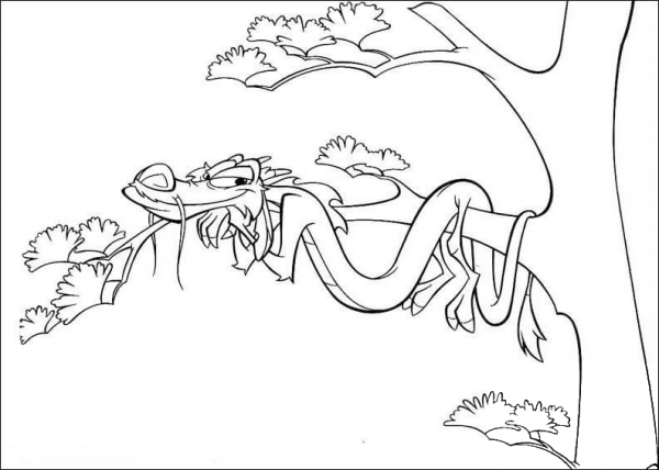 Mushu At The Tree  coloring page image