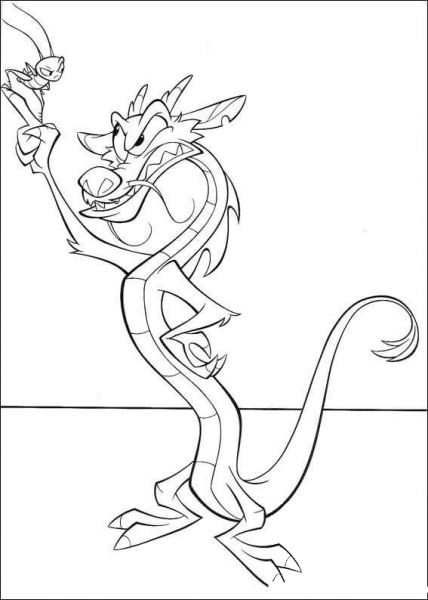 Mushu Feels Angry  coloring page image