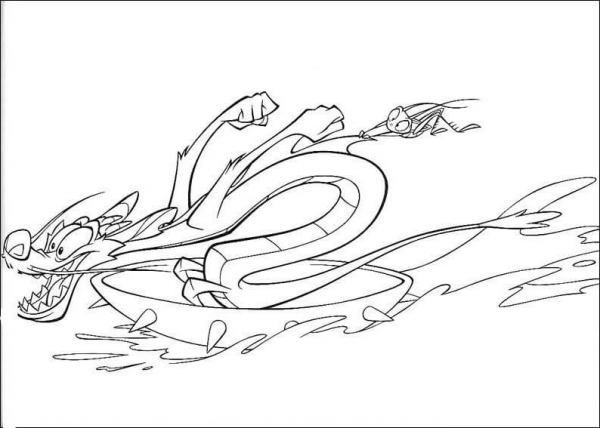 Mushu Is Running  coloring page image