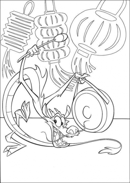 Mushu Plays The Music  coloring page image