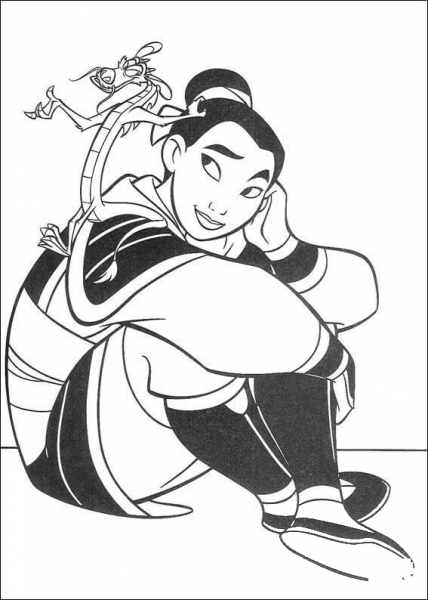 Mushu With Mulan  coloring page image