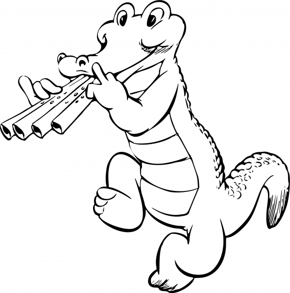 Musical Crocodile coloring page image