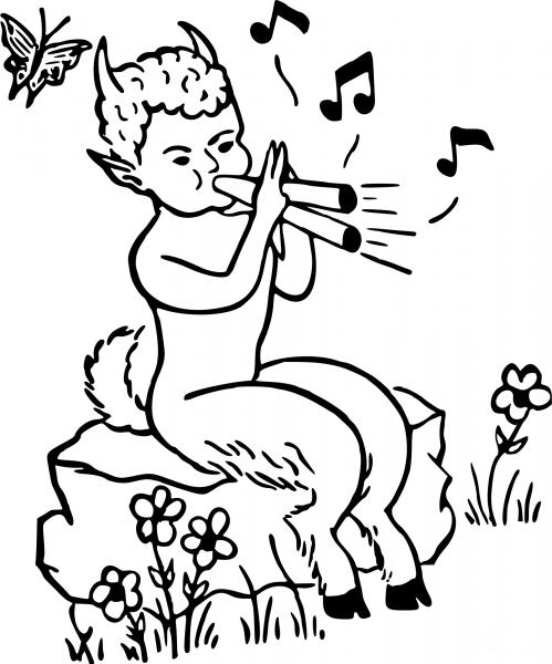 Musical Faun coloring page image