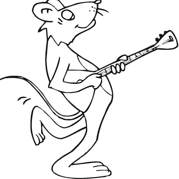 Musical Rat With Balalaika  coloring page image