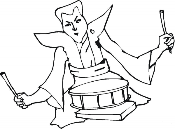 Musician With Drums  coloring page image