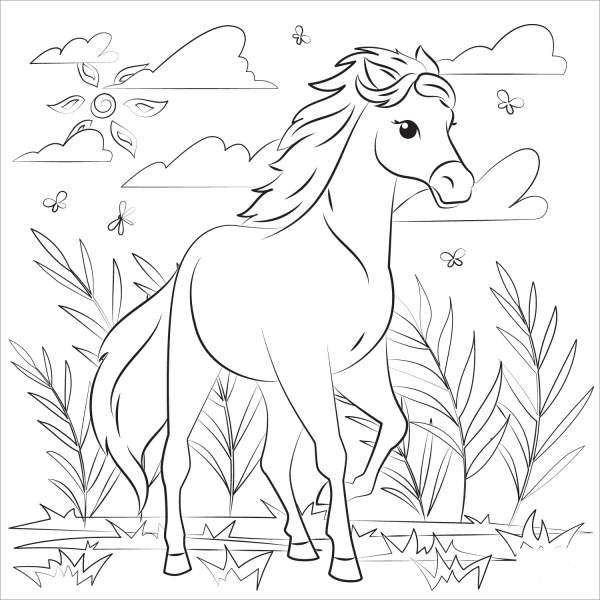 Mustang coloring page image
