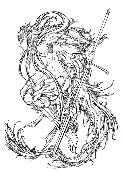 Muu Alexius in His Djinn’s Equip from Manga “Magi: Labyrinth of Magic” coloring page image