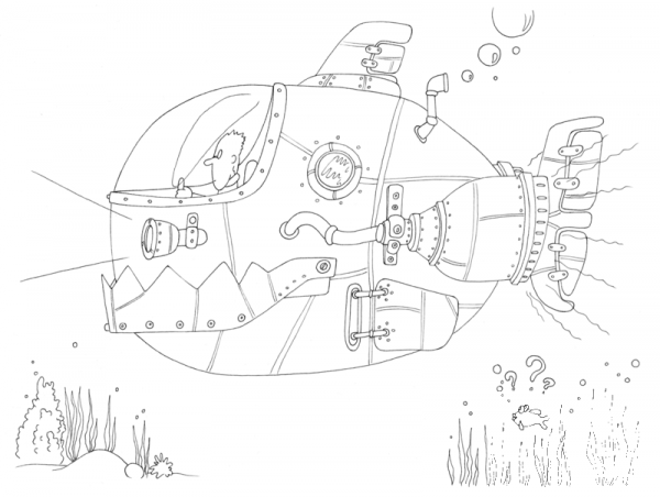 My Little Boat (Steampunk Submarine) coloring page image