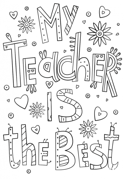 My Teacher is the Best Doodle coloring page image