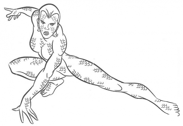 Mystique, a shapeshifter who can mimic the appearance of any person coloring page image