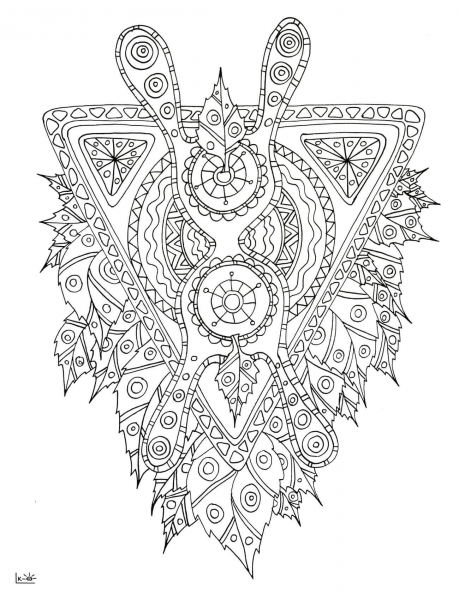 Mythical Creature with Tribal Pattern coloring page image