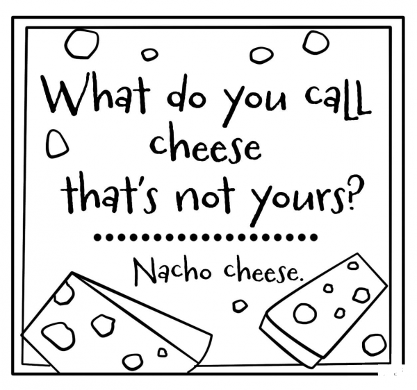 Nacho Cheese – Encouraging Jokes Lunch Note coloring page image