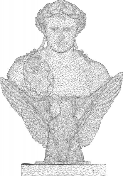 Napoleon Bonaparte Bust 3D Wireframe coloring page image