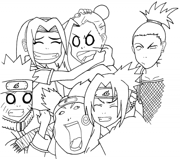 Naruto Squad 7 and 10 coloring page image