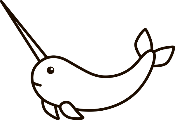 Narwhal coloring page image
