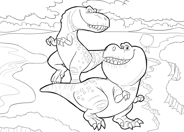 Nash and Ramsey from The Good Dinosaur coloring page image