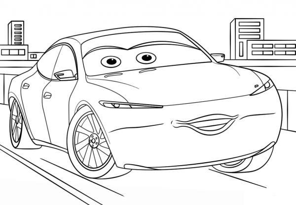 Natalie Certain from Cars 3 coloring page image