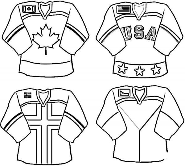 National Hockey Teams Uniforms coloring page image