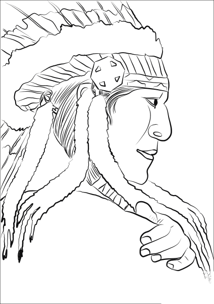 Native American Chief coloring page image
