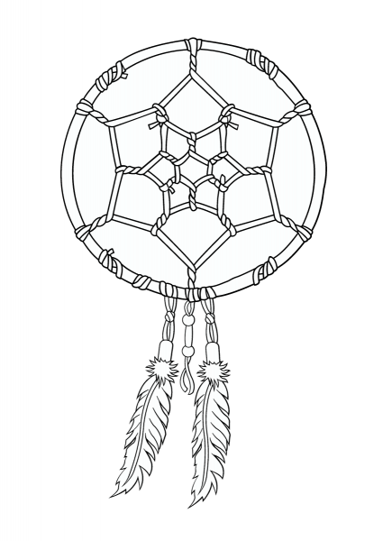 Native American Dreamcatcher coloring page image