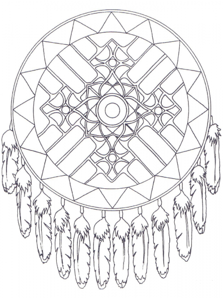 Native American Dreamcatcher Mandala coloring page image