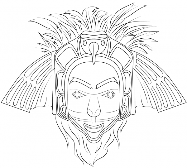 Native American Eagle Mask coloring page image
