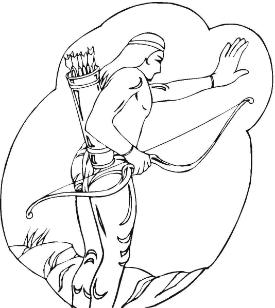 Native American Hunter  coloring page image