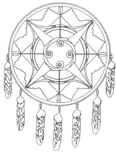 Native American Mandala with Bows And Arrows coloring page image
