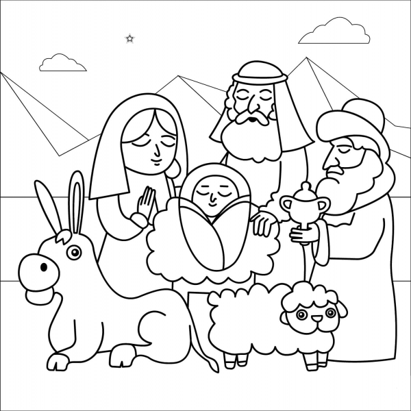 Nativity Scene coloring page image
