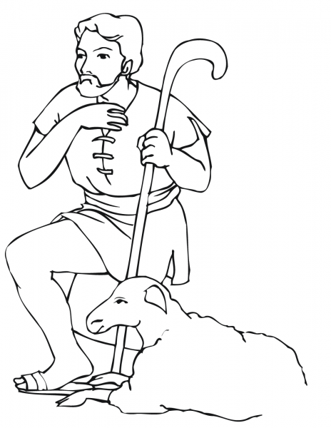 Nativity Shepard coloring page image