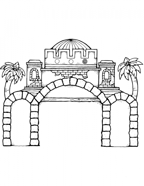 Nativity Stable coloring page image