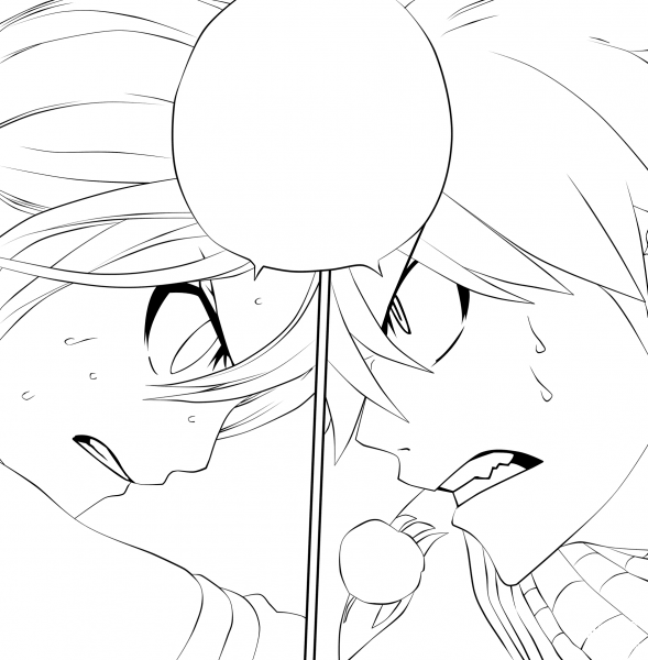 Natsu Dragneel and Lucy Heartfilia from Fairy Tail Manga coloring page image