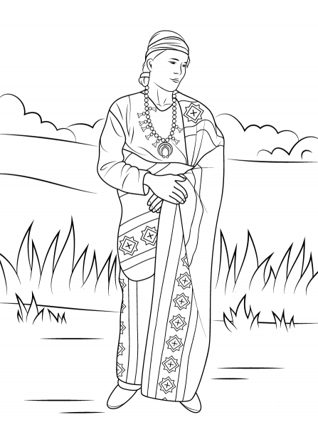 Navajo Native American coloring page image