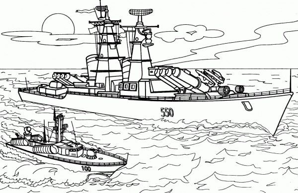 Navy warships coloring page image