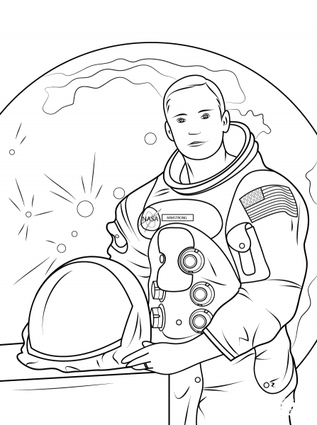 Neil Armstrong coloring page image